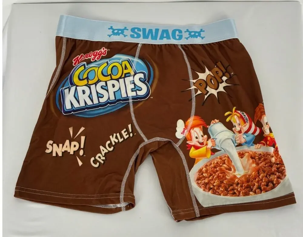 SWAG Cereal Aisle Boxer Briefs Cocoa Krispies Mens Size Large Brown New Kelloggs